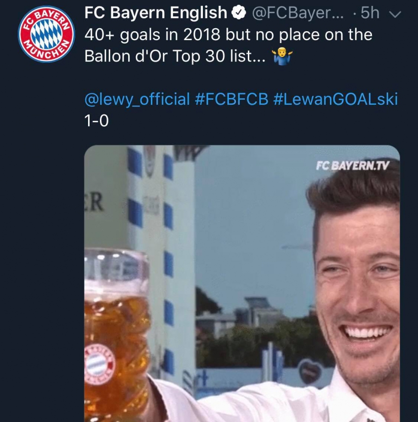 Tak Bayern podsumował 40 bramek Lewego w 2018 roku... :D